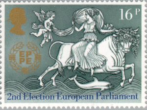 ▲유럽 의회 2기 의원 선출 기념 우표