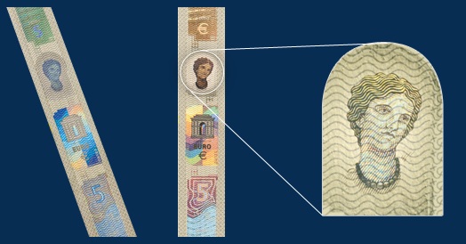 ▲유로화 지폐의 홀로그램에 새겨진 에로우파(Europa)
