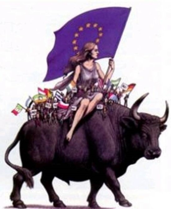 ▲짐승(황소)을 탄 여자 Europa의 모습은 유럽연합의 주요 행사가 열릴 때마다 상징으로 사용되고 있다.